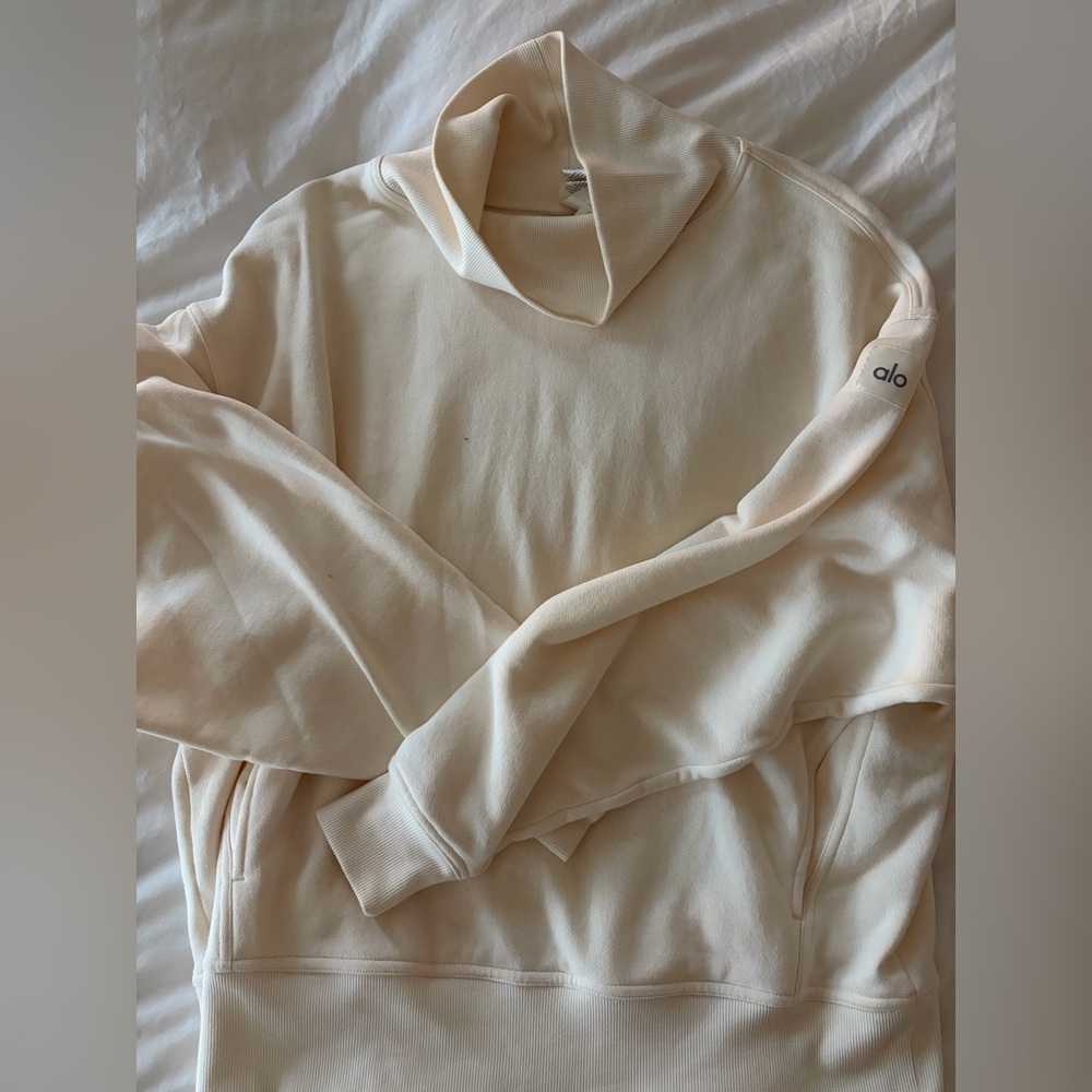 Alo Yoga Oversized Cowl Neck Sweatshirt – Cream | Cozy Athleisure